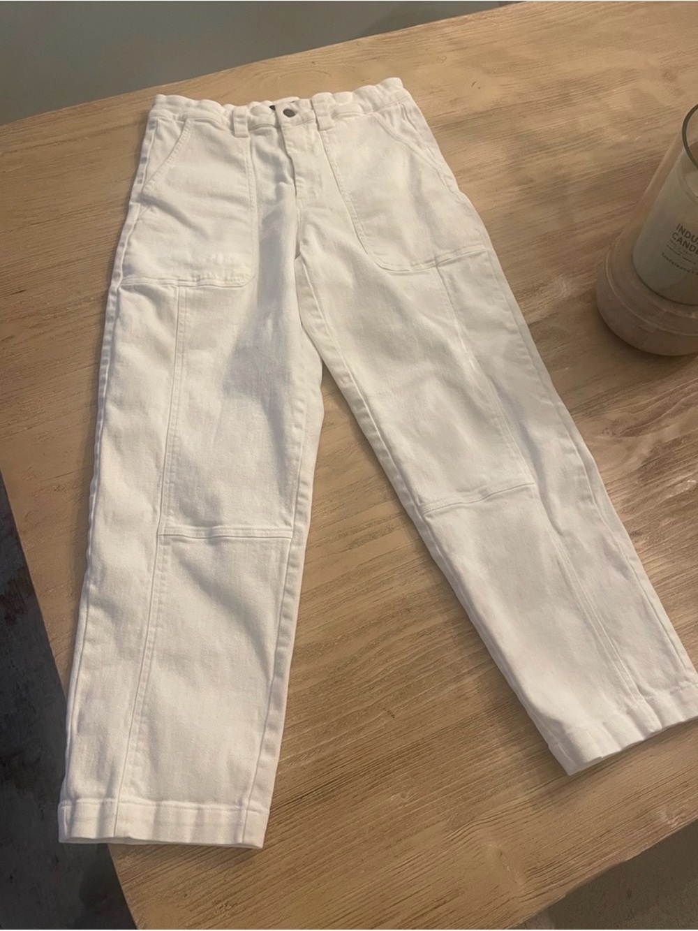 White High-Rise Utility Crop Pants - Women